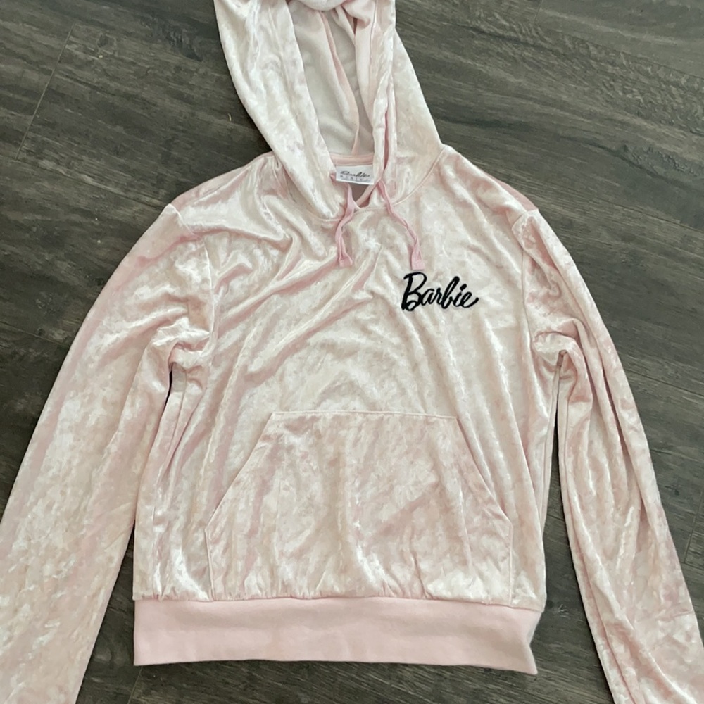 Pink velvet Barbie hoodie jacket for teen